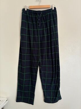Perry Ellis Navy & Green Plaid Fleece Lounge Pants